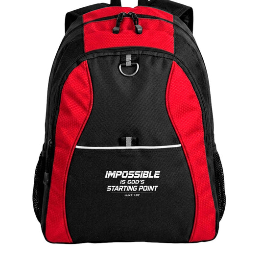 Impossible Is God’s Starting Point Christian Backpack - ClaimedbyGodDesigns