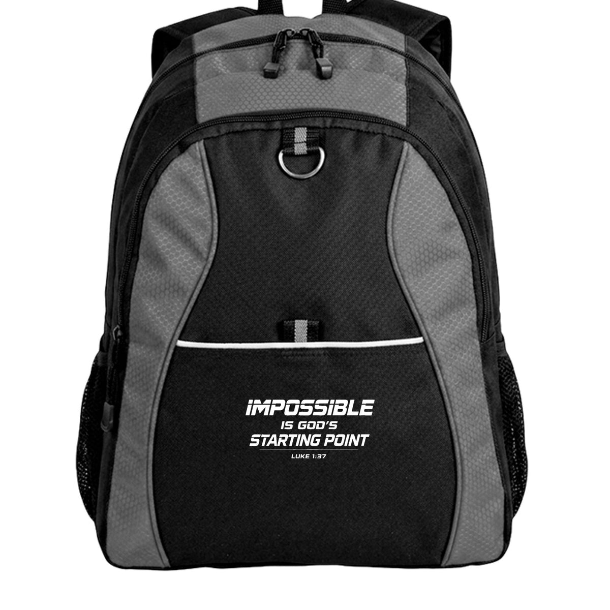Impossible Is God’s Starting Point Christian Backpack - ClaimedbyGodDesigns