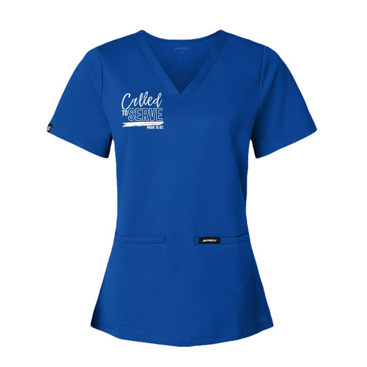 Called To Serve Women’s Christian Premium Cesi Ultrasoft Scrub V‑Neck Top - ClaimedbyGodDesigns