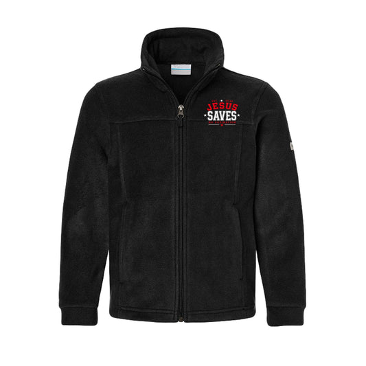 Jesus Saves Premium Youth Christian Full-Zip Fleece Jacket - ClaimedbyGodDesigns