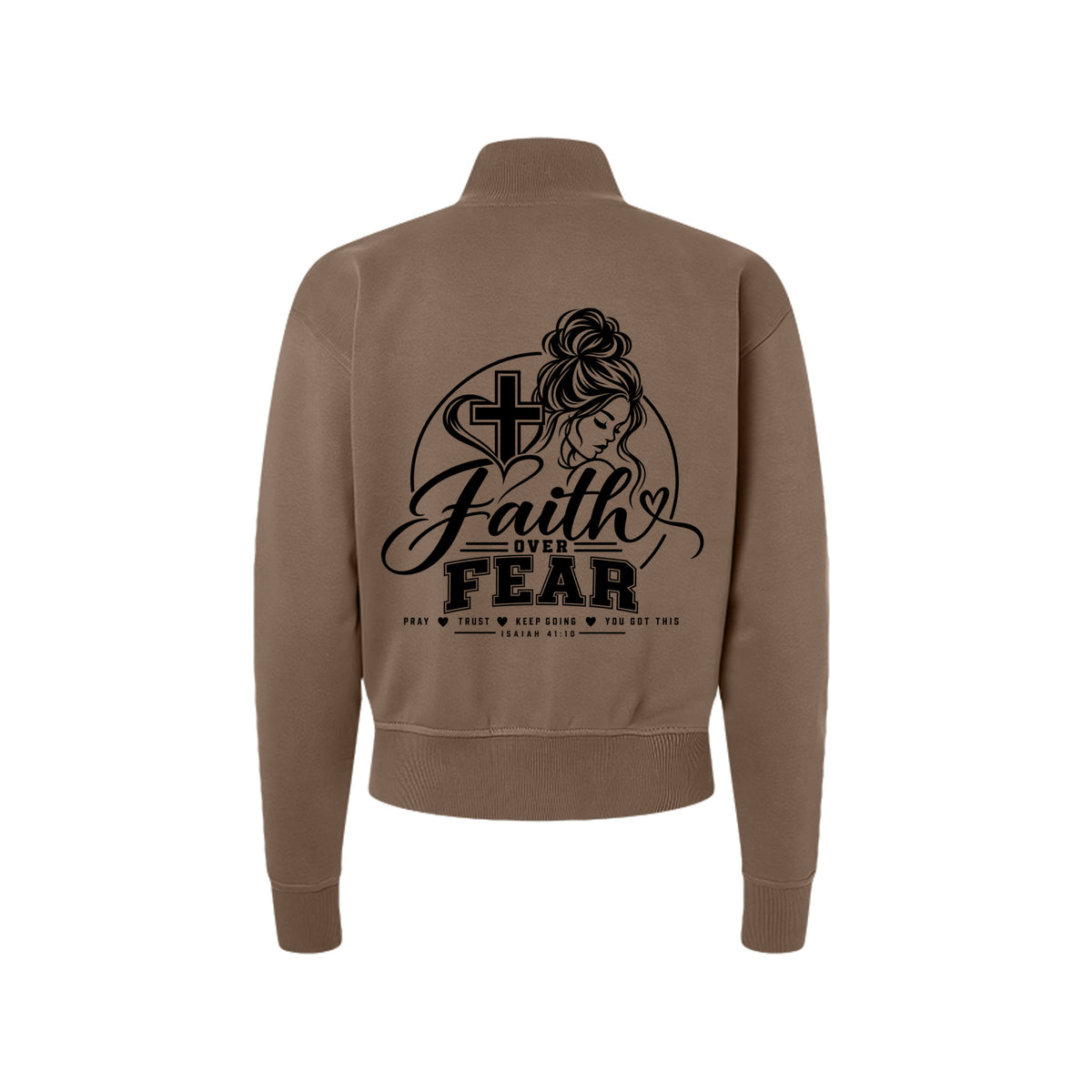 Faith Over Fear Isaiah 41:10 women's Christian zip jacket