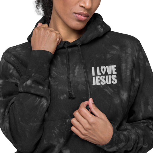 I Love Him Christian Unisex Champion tie-dye hoodie