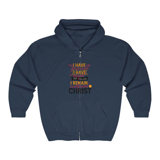 I Have Persevered I Have Stayed The Course I Remain Undefeated In Christ Unisex Heavy Blend Full Zip Hooded Sweatshirt