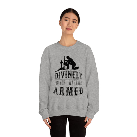 Divinely Armed Prayer Warrior Unisex Heavy Blend™ Crewneck Sweatshirt Printify