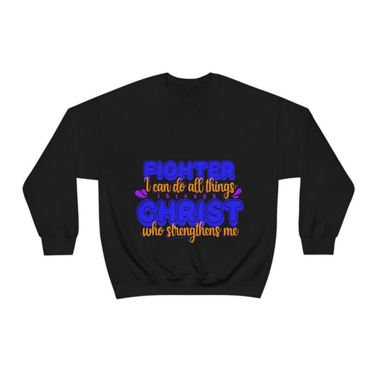 Fighter I Can Do All Things Through Christ Who Strengthens Me Unisex Heavy Blend™ Crewneck Sweatshirt