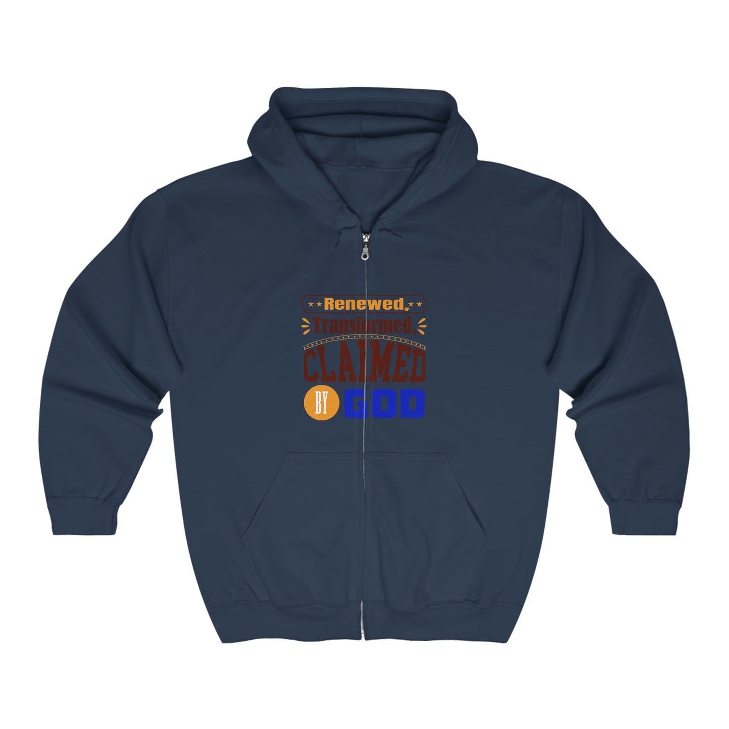 Renewed, Transformed, Claimed By Him Unisex Heavy Blend Full Zip Hooded Sweatshirt