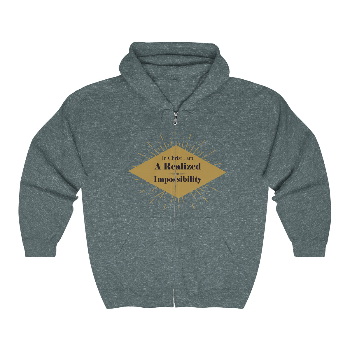 In Christ I Am A Realized Impossibility Unisex Heavy Blend Full Zip Hooded Sweatshirt Printify