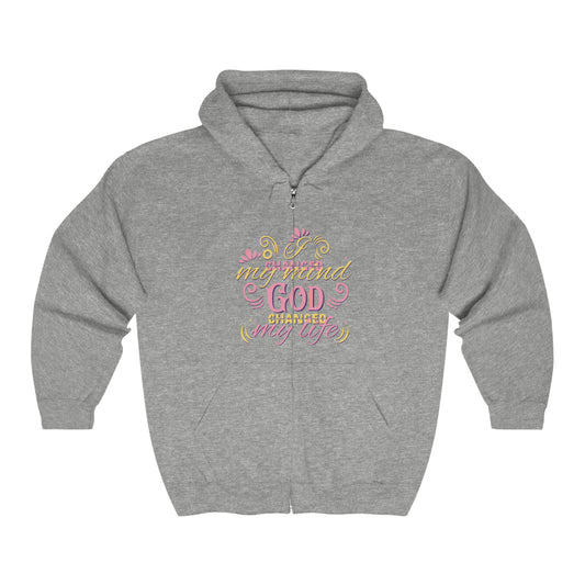 I Changed My Mind He Changed My Life Unisex Heavy Blend Full Zip Hooded Sweatshirt