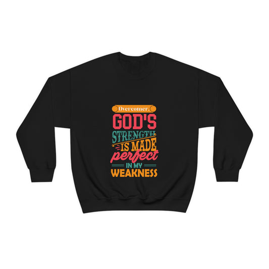 Overcomer, His Strength Is Made Perfect In My Weakness Unisex Heavy Blend™ Crewneck Sweatshirt