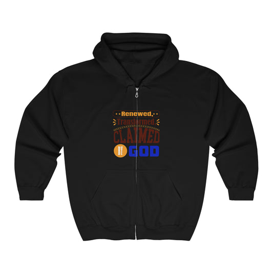 Renewed, Transformed, Claimed By Him Unisex Heavy Blend Full Zip Hooded Sweatshirt