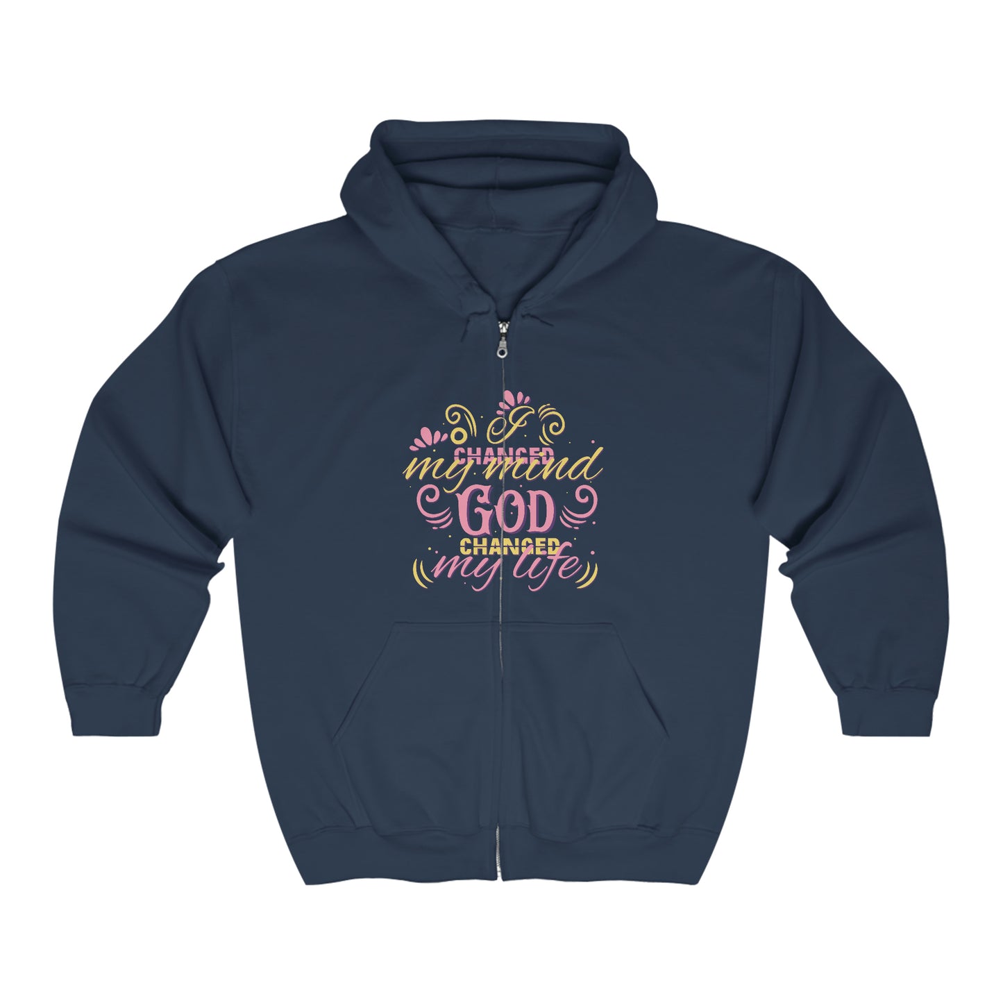 I Changed My Mind He Changed My Life Unisex Heavy Blend Full Zip Hooded Sweatshirt