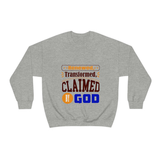 Renewed, Transformed, Claimed By Him Unisex Heavy Blend™ Crewneck Sweatshirt