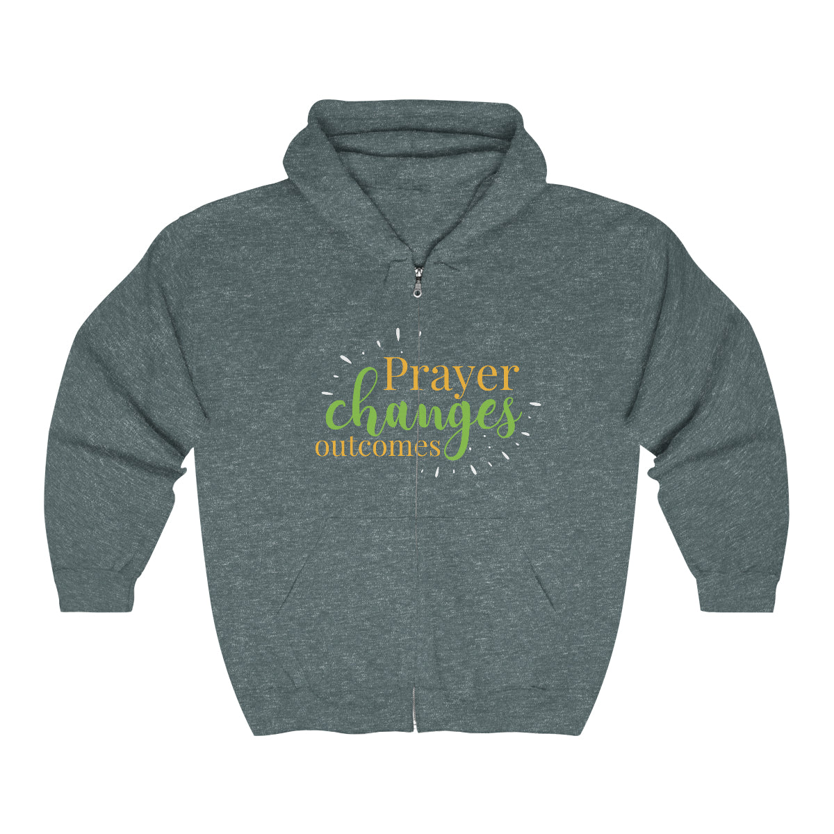 Prayer Changes Outcomes Unisex Heavy Blend Full Zip Hooded Sweatshirt Printify