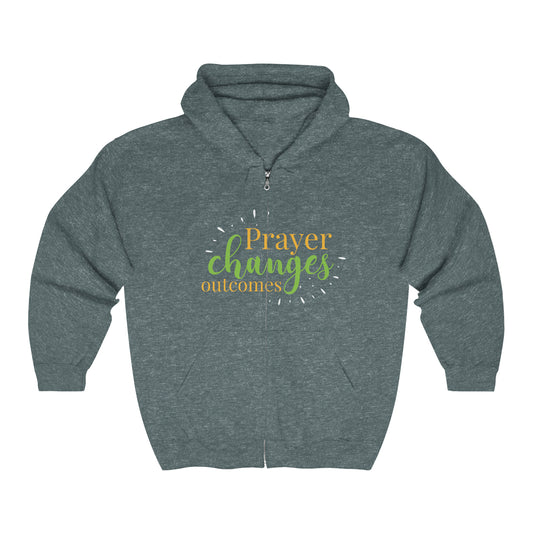 Prayer Changes Outcomes Unisex Heavy Blend Full Zip Hooded Sweatshirt Printify