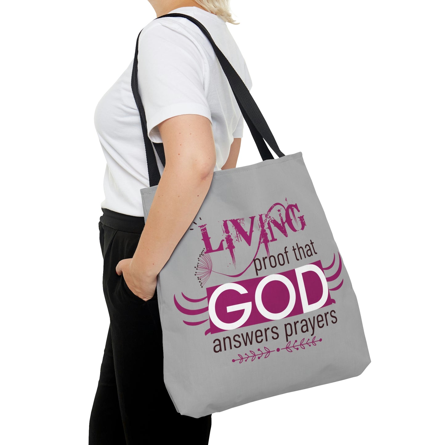Living Proof That Answers Prayers Tote Bag - ClaimedbyGodDesigns