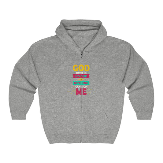 Him Before Me No One & Nothing Can Stop Me Unisex Heavy Blend Full Zip Hooded Sweatshirt