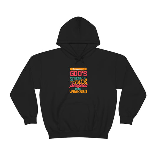 Overcomer, His Strength Is Made Perfect In My Weakness Unisex Pull On Hooded sweatshirt