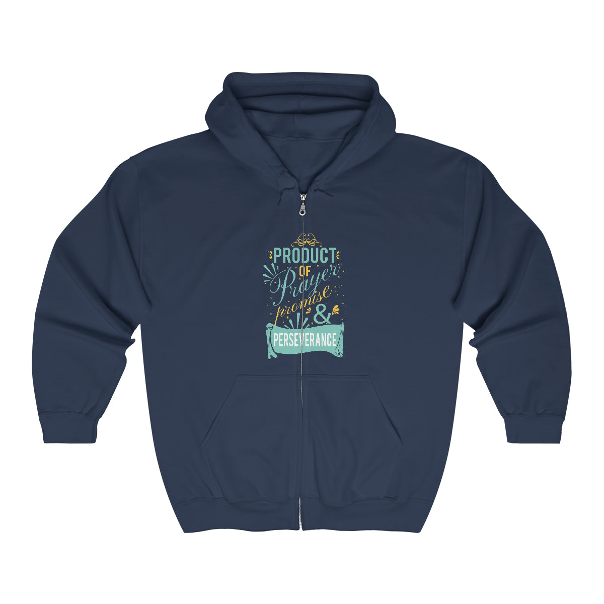 Product of Prayer, Promise, & Perseverance Unisex Heavy Blend Full Zip Hooded Sweatshirt Printify