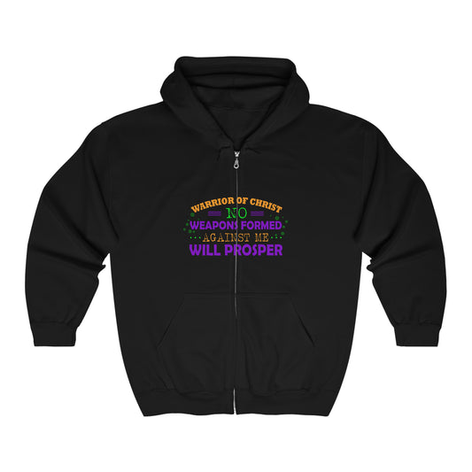 Warrior Of Christ No Weapons Formed Against Me Will Prosper Unisex Heavy Blend Full Zip Hooded Sweatshirt