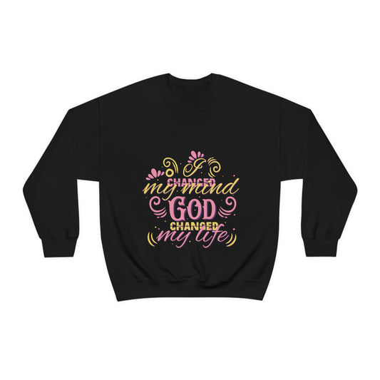 I Changed My Mind He Changed My Life Unisex Heavy Blend™ Crewneck Sweatshirt