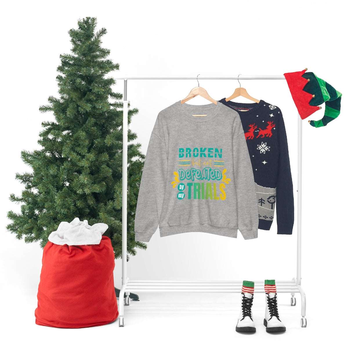 Broken But Not Defeated By My Trials Unisex Heavy Blend™ Crewneck Sweatshirt Printify