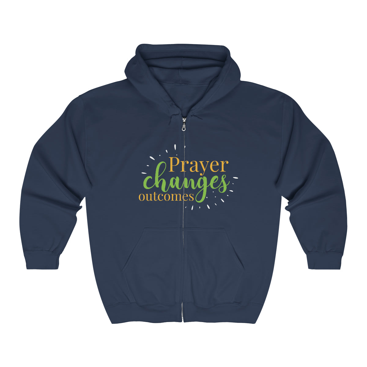 Prayer Changes Outcomes Unisex Heavy Blend Full Zip Hooded Sweatshirt Printify
