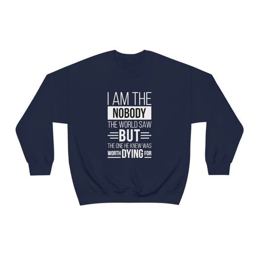 Worth Dying For crewneck sweatshirt from Claimed by God Designs
