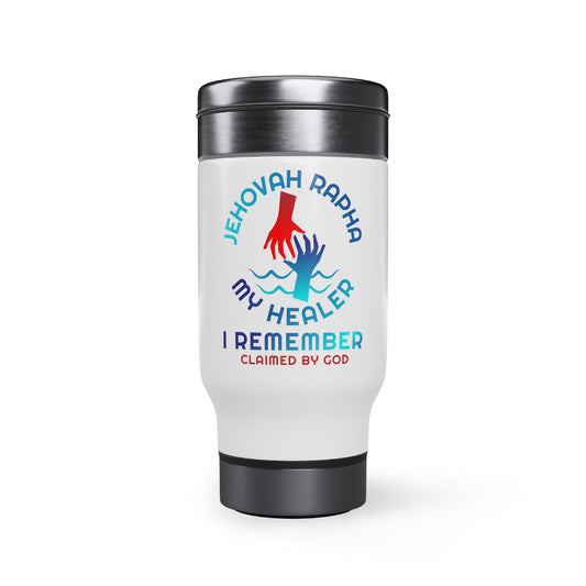 Jehovah Rapha travel mug from Claimed by God Designs