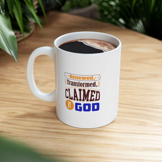 Renewed Transformed Claimed By God mug from Claimed by God Designs