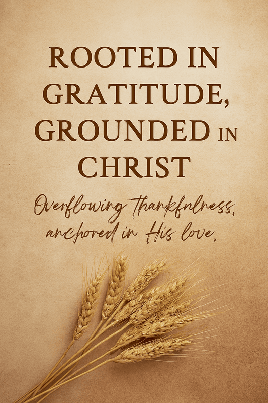 Rooted in Gratitude, Grounded in Christ: Overflowing thankfulness, anchored in His love. - ClaimedbyGodDesigns
