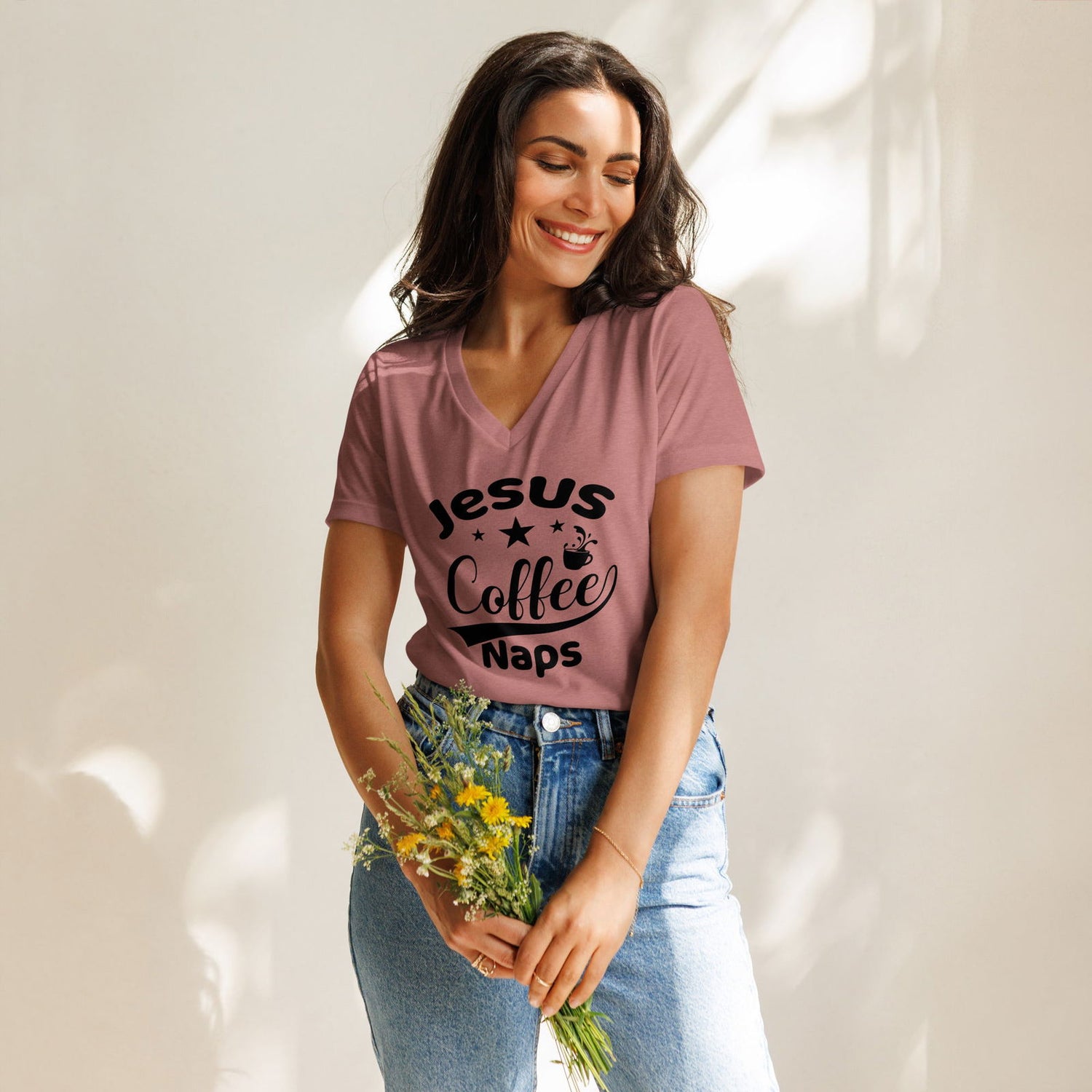 Women's Christian V Neck T-shirts - ClaimedbyGodDesigns