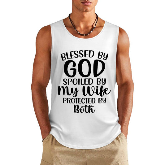 Blessed By God Spoiled By My Wife Protected By Both Men's Christian Tank Top SALE-Personal Design