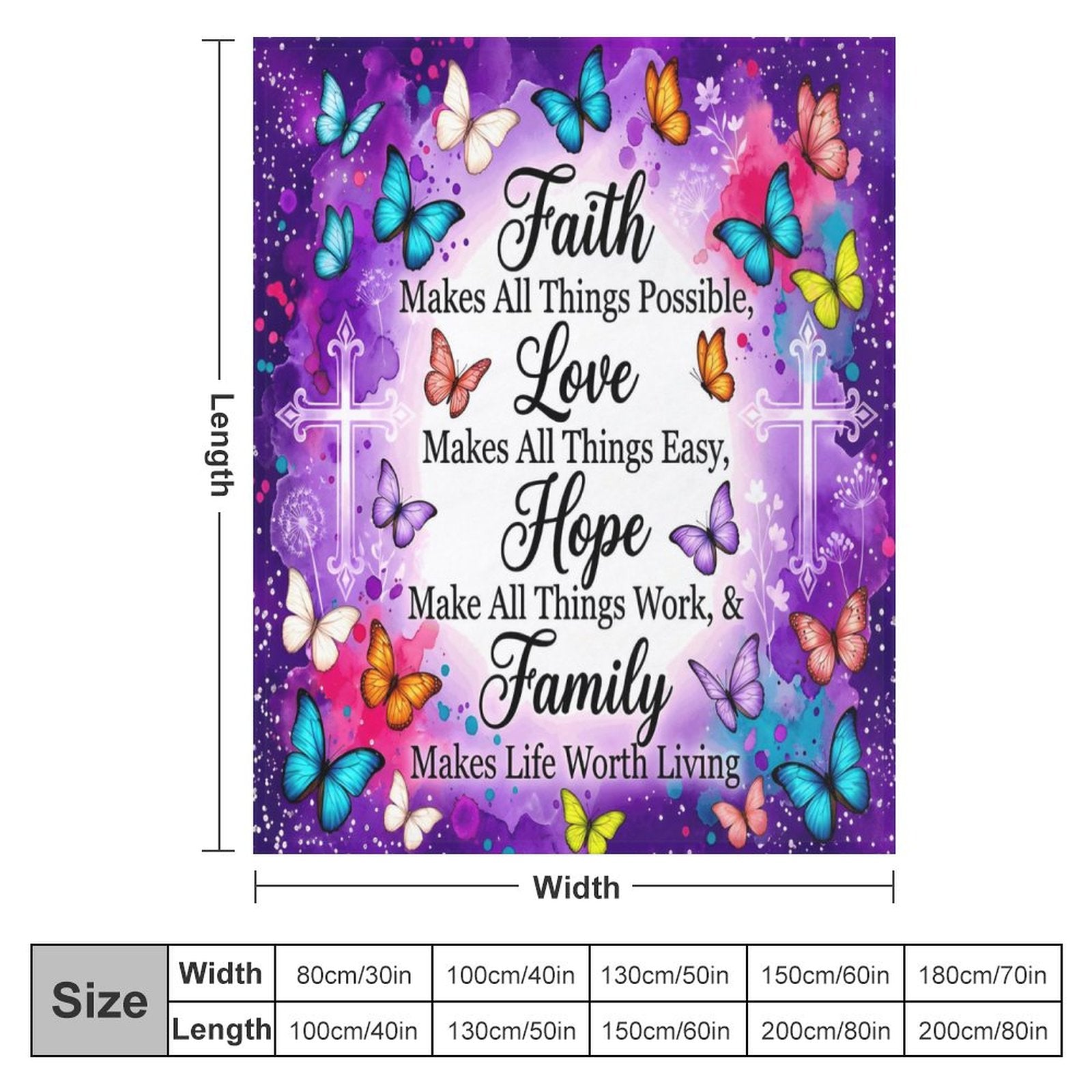 Faith Love Hope Family Christian Flannel Blanket (50"×60") - ClaimedbyGodDesigns