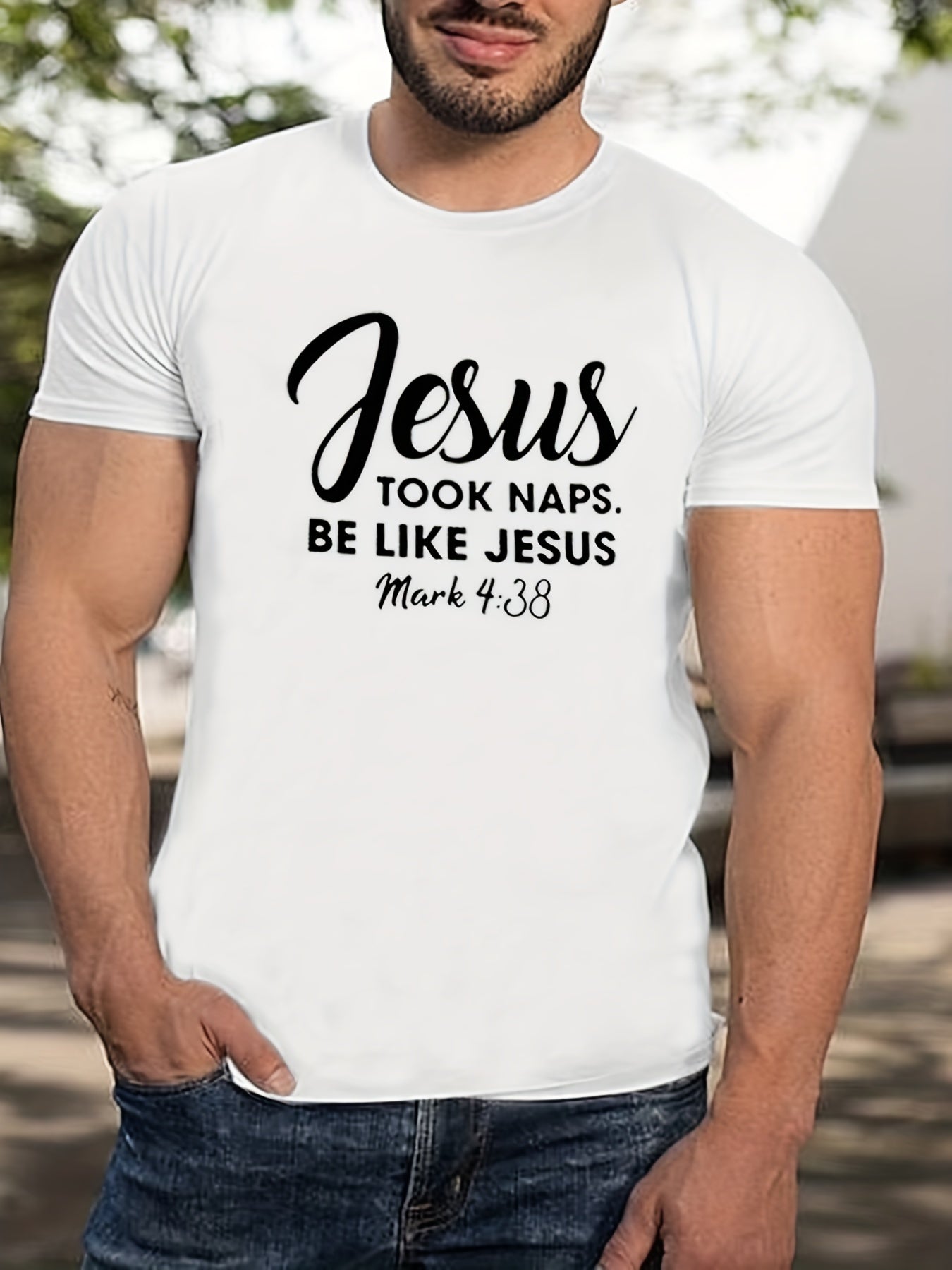 Mark 4:38 Jesus Took Naps Be Like Jesus Men's Christian T-shirt claimedbygoddesigns