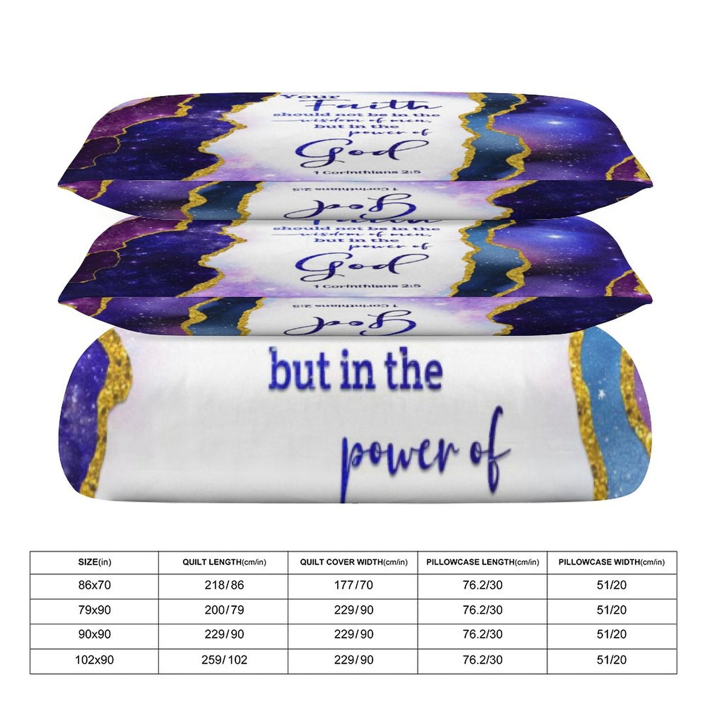 Your Faith Should Be In The Power Of God 3-Piece Christian Comforter Bedding Set-86"×70"/ 218×177cm SALE-Personal Design