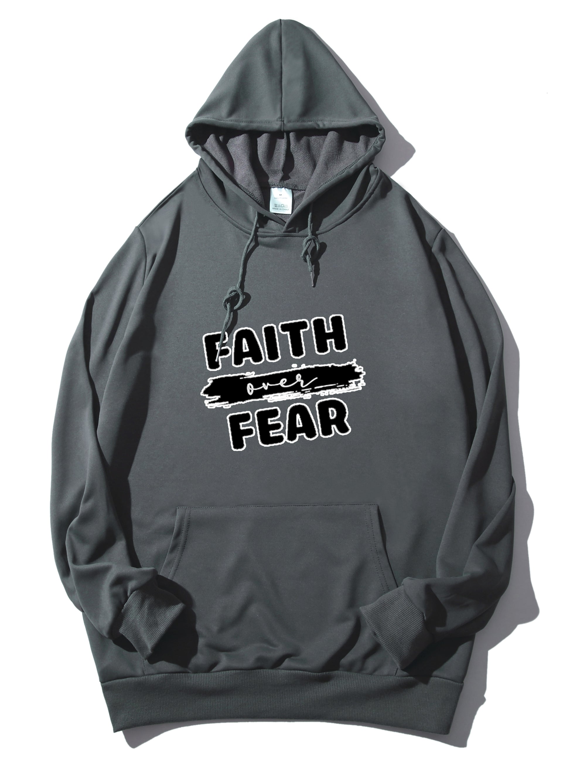 FAITH OVER FEAR Men's Christian Pullover Hooded Sweatshirt claimedbygoddesigns