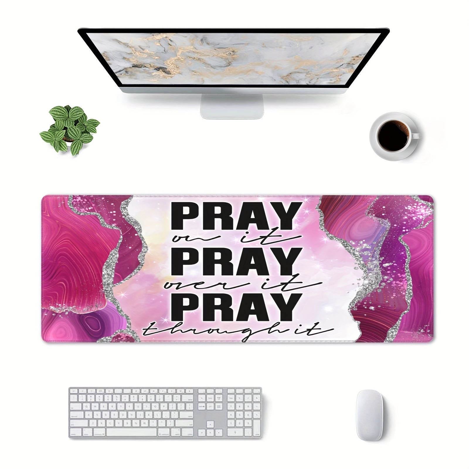 Pray On It Over It Through It Christian Computer Keyboard/Mousepad 11.8x31.5in claimedbygoddesigns