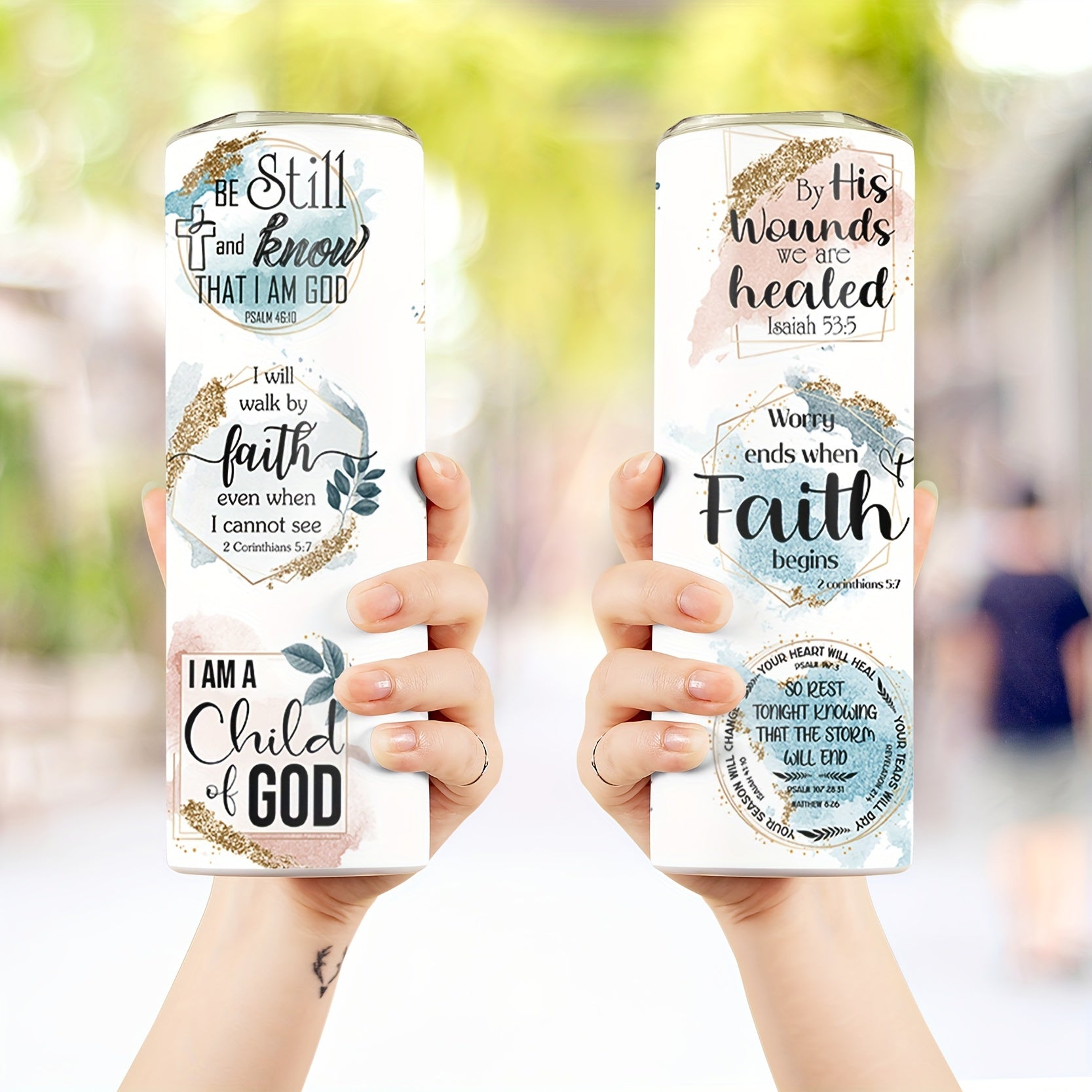 I Am A Child Of God/Faith Christian Insulated Stainless Steel Tumbler With Lid And Straw, 20oz claimedbygoddesigns