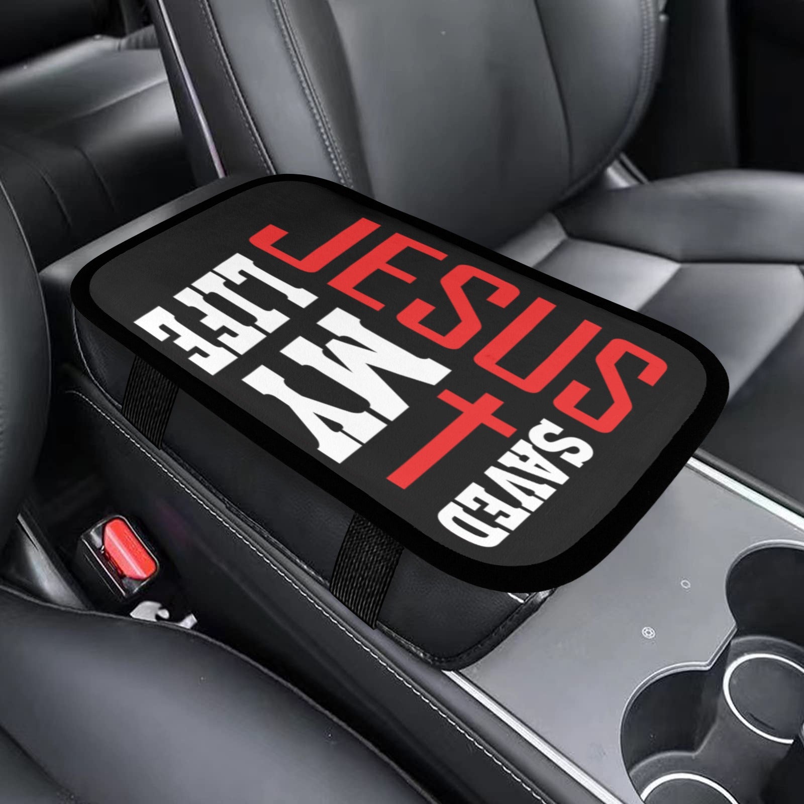 Jesus Saved My Life Christian Car Armrest Cover - ClaimedbyGodDesigns