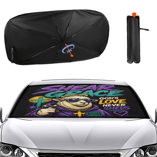 Shear Grace — Holy Sheep Christian Car Sunshade Umbrella - ClaimedbyGodDesigns