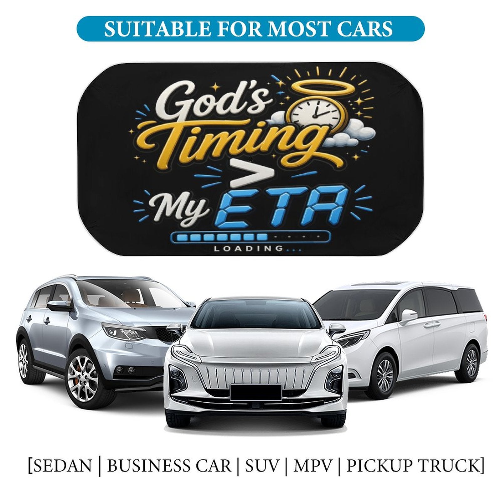 God’s Timing > My ETA Christian Car Sunshade Umbrella - ClaimedbyGodDesigns