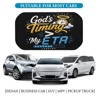 God’s Timing > My ETA Christian Car Sunshade Umbrella - ClaimedbyGodDesigns