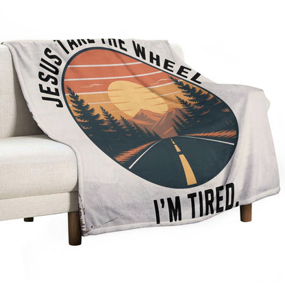Jesus Take The Wheel Christian Flannel Throw Blanket