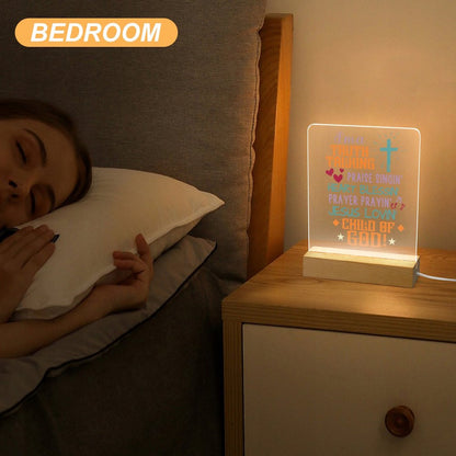I'm A Truth Talking Child Christian Acrylic Night Light with Wooden Base Christian Gift Idea