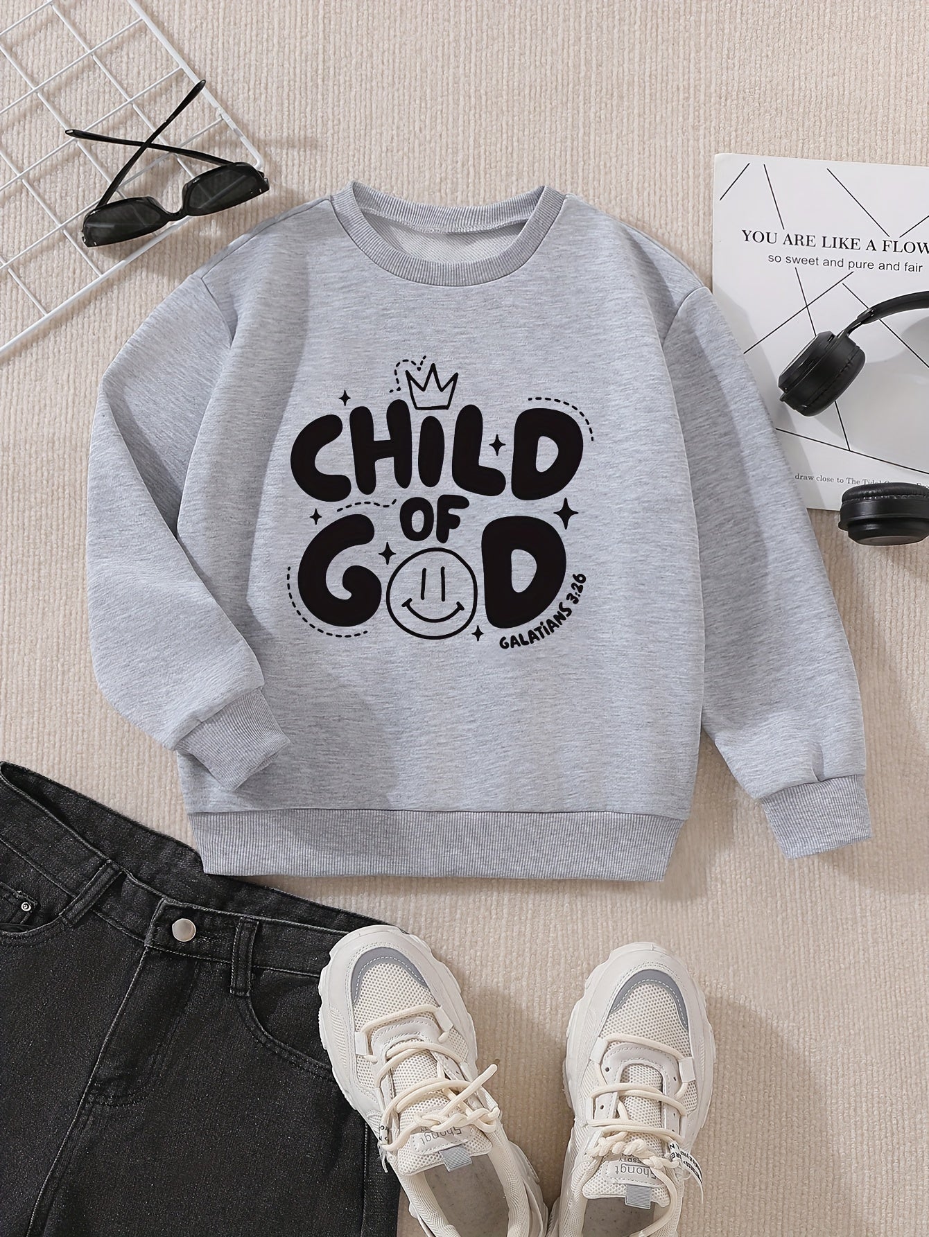 Child Of God Youth Christian Pullover Sweatshirt claimedbygoddesigns