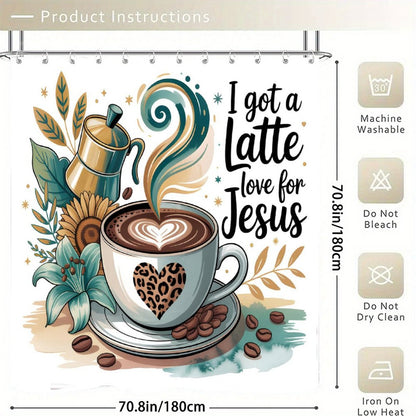 I Got A Latte Love For Jesus Christian Waterproof Shower Curtain