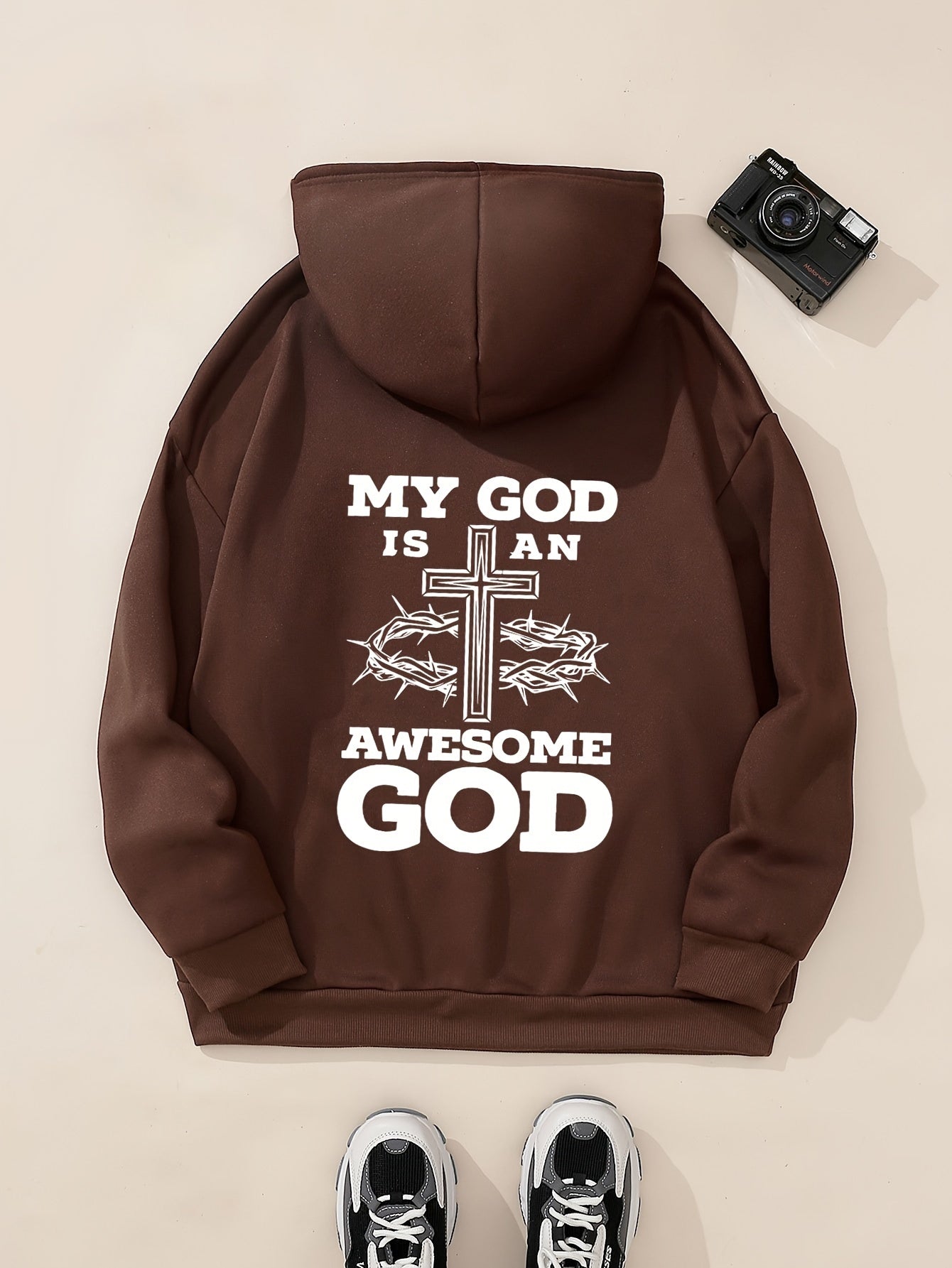 My God Is An Awesome God Plus Size Women's Christian Pullover Hooded Sweatshirt claimedbygoddesigns