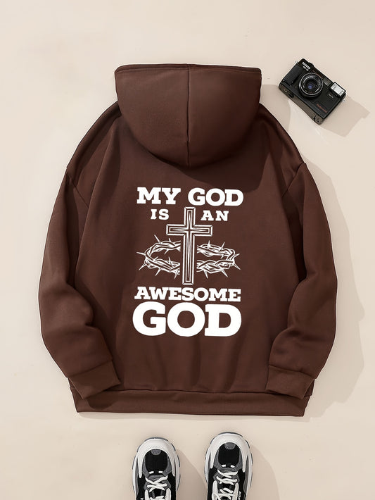 My God Is An Awesome God Plus Size Women's Christian Pullover Hooded Sweatshirt claimedbygoddesigns