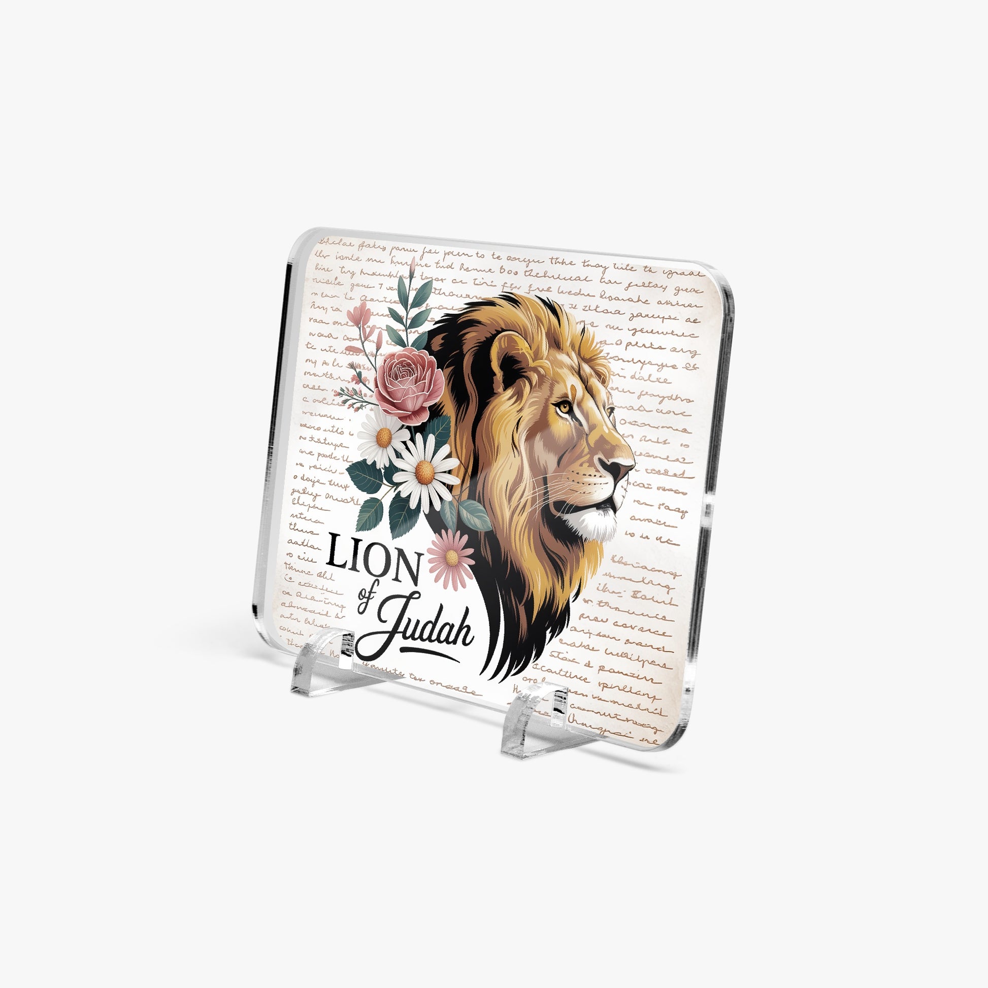 Lion Of Judah Acrylic Plaque with Stand - Rectangle - ClaimedbyGodDesigns