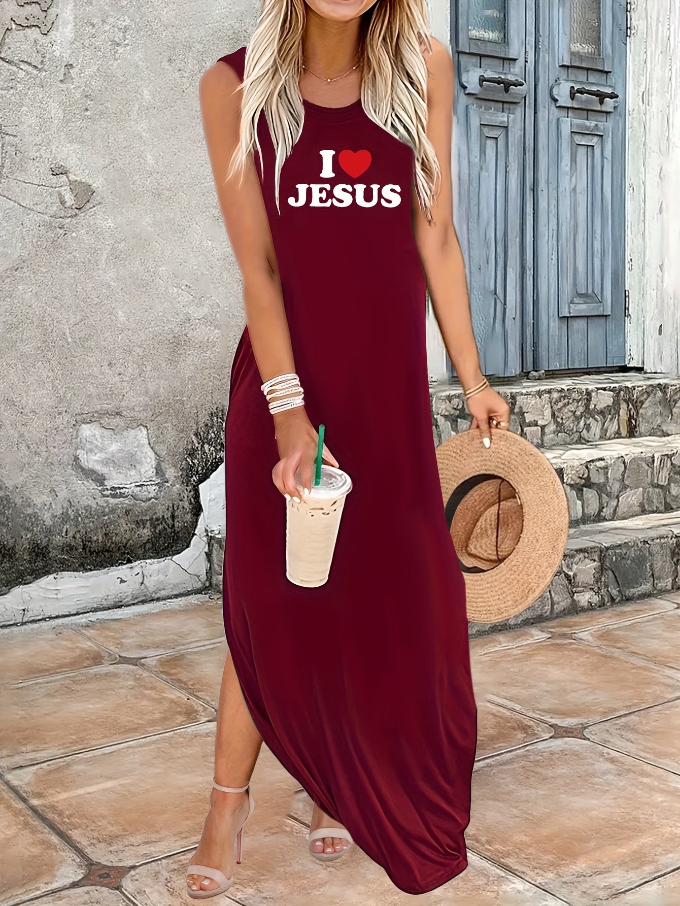 I Love Jesus Women's Christian Casual Summer Tank Dress claimedbygoddesigns